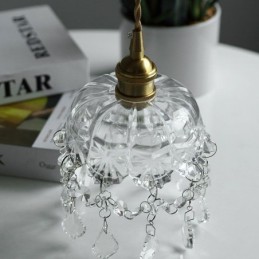 Lámpara colgante de cristal elegante, mini lámpara colgante de un solo cabezal