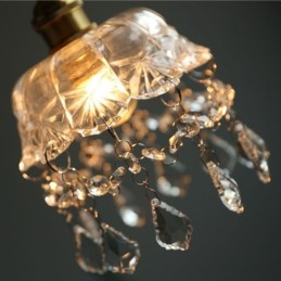 Lámpara colgante de cristal elegante, mini lámpara colgante de un solo cabezal