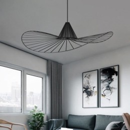 Lámpara colgante de hierro con forma de sombrero de paja simple, 1 luz