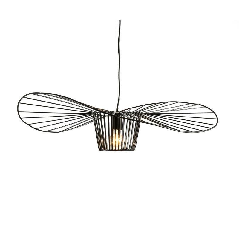 Lámpara colgante de hierro con forma de sombrero de paja, 1 luz
