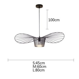 Lámpara colgante de hierro con forma de sombrero de paja, 1 luz