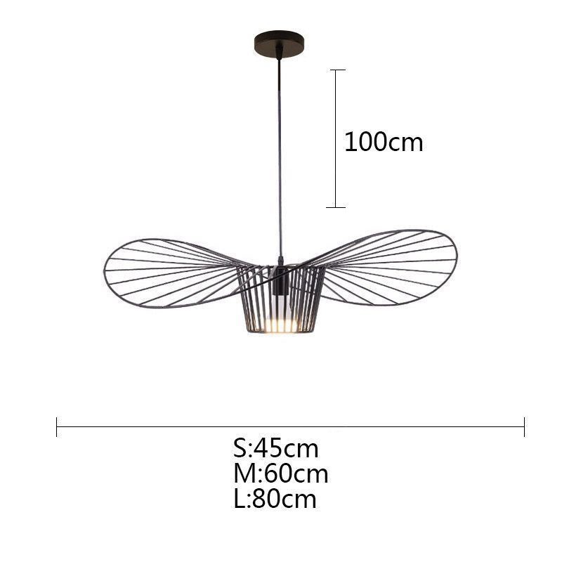 Lámpara colgante de hierro con forma de sombrero de paja, 1 luz