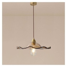Lámpara colgante de vidrio con forma de hoja de loto, accesorio decorativo creativo