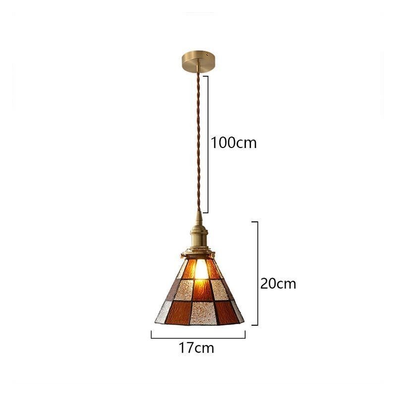 Lámpara colgante de cristal con celosía retro, estilo japonés