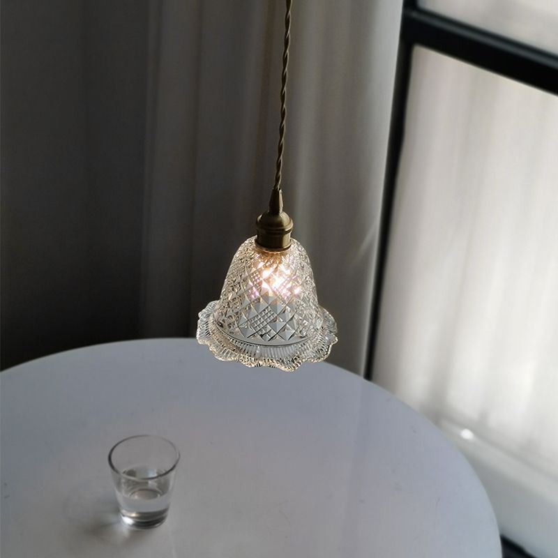 Lámpara colgante de cristal con diseño de flores, moderna, de 1 luz, decorativa.