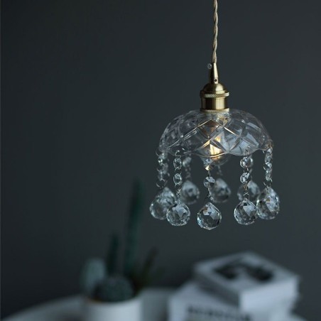 Lámpara colgante moderna de cristal en miniatura, 1 luz, accesorio decorativo. Lámpara colgante moderna de cristal en miniatura, 1 luz, accesorio decorativo.