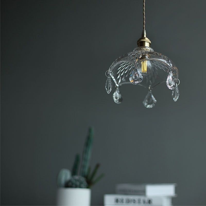 Lámpara colgante de cristal minimalista moderna, lámpara colgante de una sola luz