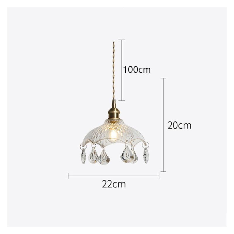 Lámpara colgante de cristal minimalista moderna, lámpara colgante de una sola luz