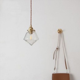 Lámpara colgante de cristal con forma de diamante de 1 luz, accesorio de iluminación de cristal con burbujas