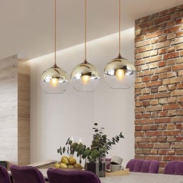 Lámpara colgante creativa de hierro y vidrio con forma de globo, iluminación decorativa