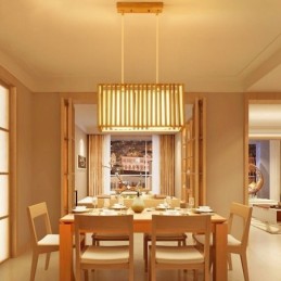 Lámpara colgante minimalista con forma de jaula de madera