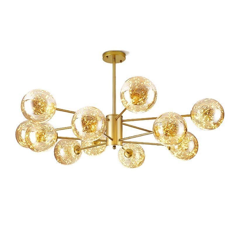 Lámpara colgante de estilo nórdico con forma de frijol mágico, bola de cristal y gypsophila.