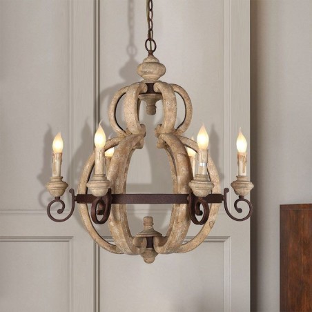 Lámpara colgante de madera, luz de techo retro nórdica Lámpara colgante de madera, luz de techo retro nórdica