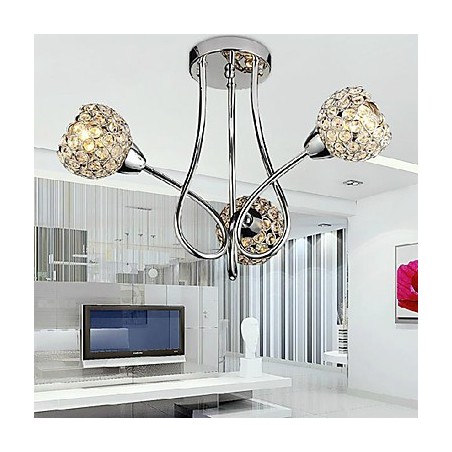Lámpara de techo moderna y brillante de 3 luces con diseño de cristal Lámpara de techo moderna y brillante de 3 luces con diseño de cristal