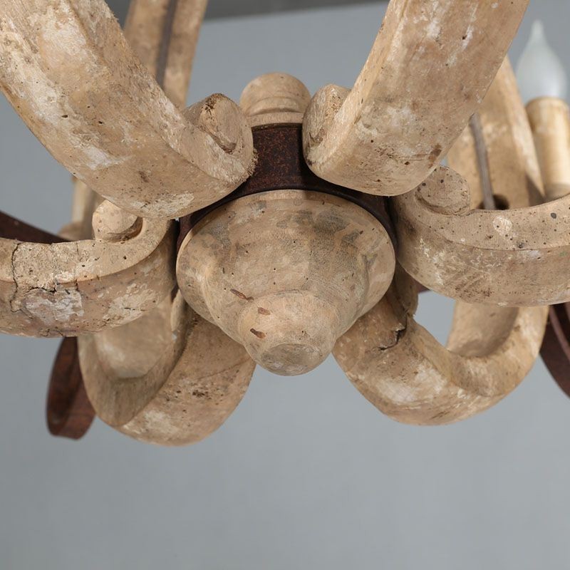 Lámpara colgante de madera, luz de techo retro nórdica