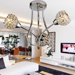 Lámpara de techo moderna y brillante de 3 luces con diseño de cristal
