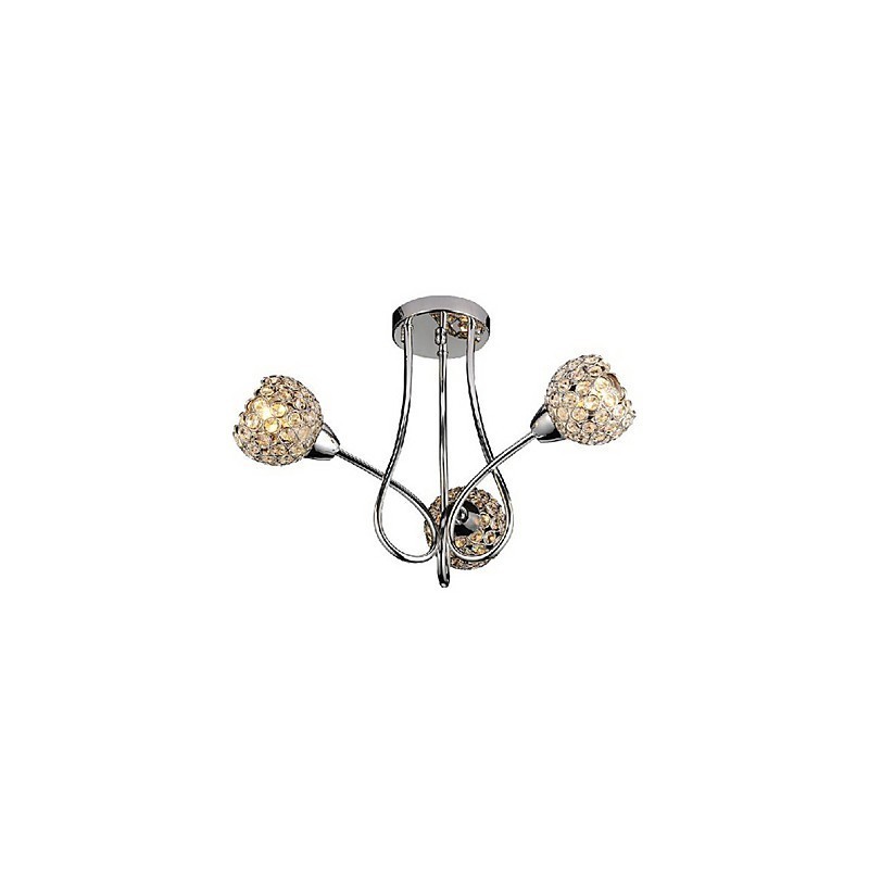 Lámpara de techo moderna y brillante de 3 luces con diseño de cristal