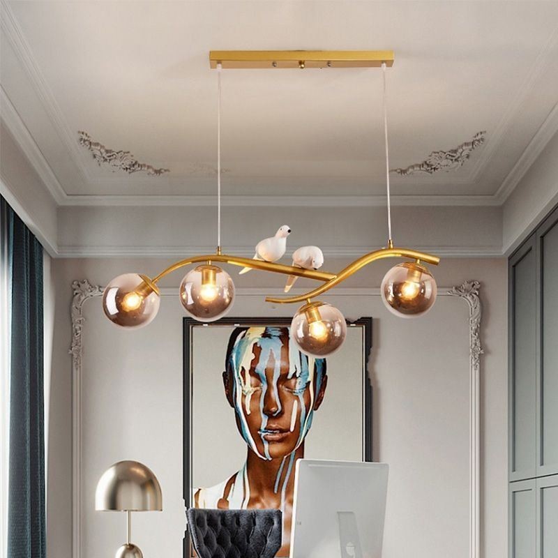 Lámpara colgante de rama minimalista moderna, 4 lámparas, luz decorativa