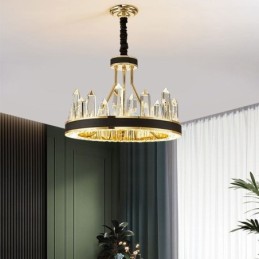 Lámpara colgante de cristal moderna con forma de círculo y luz de techo de cristal