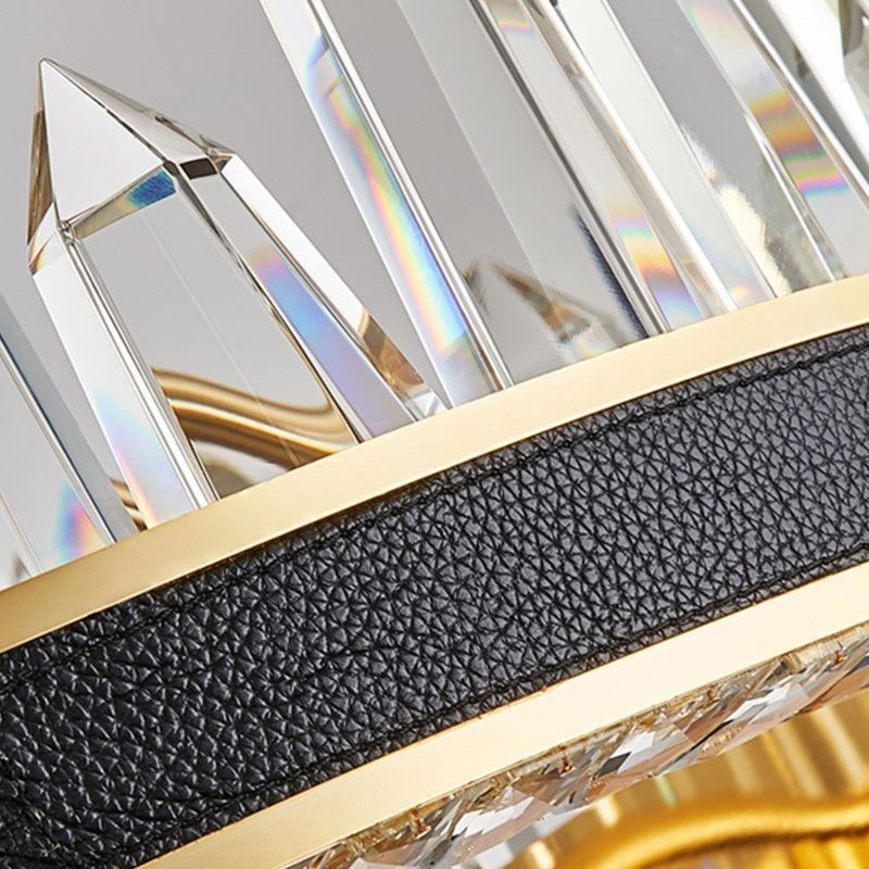 Lámpara colgante de cristal moderna con forma de círculo y luz de techo de cristal
