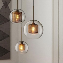 Lámpara colgante minimalista de cristal con 3 luces, lámpara de techo tipo isla