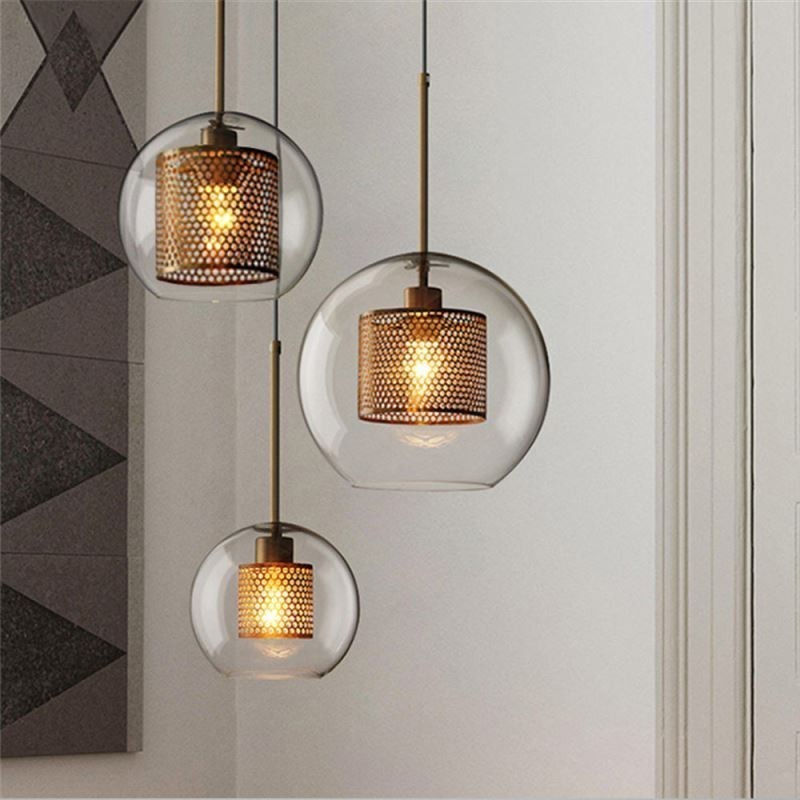 Lámpara colgante minimalista de cristal con 3 luces, lámpara de techo tipo isla
