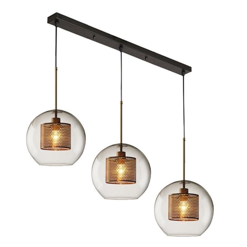 Lámpara colgante minimalista de cristal con 3 luces, lámpara de techo tipo isla