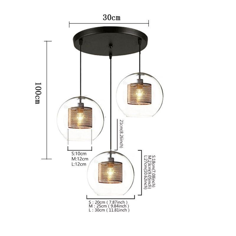 Lámpara colgante minimalista de cristal con 3 luces, lámpara de techo tipo isla