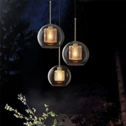 Lámpara colgante minimalista de cristal con 3 luces, lámpara de techo tipo isla