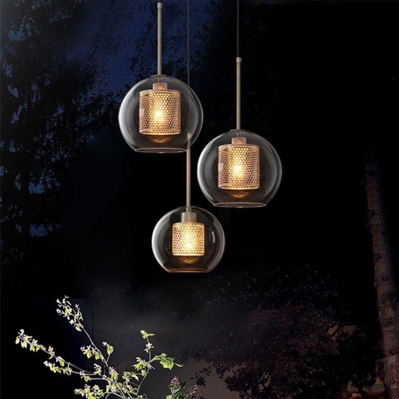 Lámpara colgante minimalista de cristal con 3 luces, lámpara de techo tipo isla