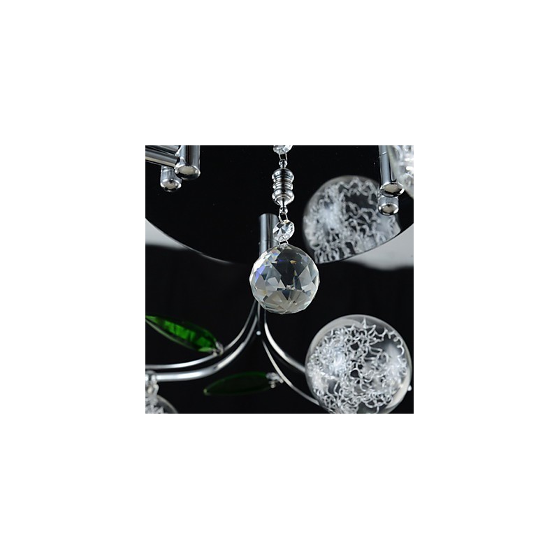 Lámpara de araña de 6 luces estilo campestre de aluminio y vidrio cromado