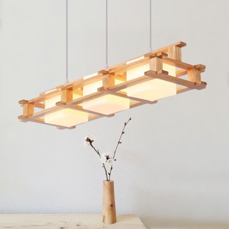 Lámpara colgante creativa de 3 luces de roble, lámpara de techo decorativa de madera para cafetería Lámpara colgante creativa de 3 luces de roble, lámpara de techo decorativa de madera para cafetería