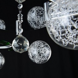 Lámpara de araña de 6 luces estilo campestre de aluminio y vidrio cromado