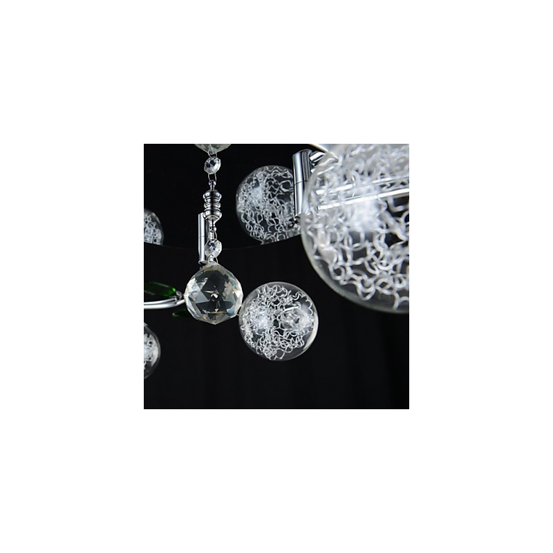 Lámpara de araña de 6 luces estilo campestre de aluminio y vidrio cromado