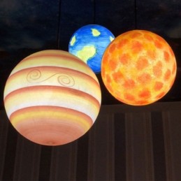 Lámpara colgante con diseño de planetas nórdicos, lámpara de araña única con planetas del sistema solar
