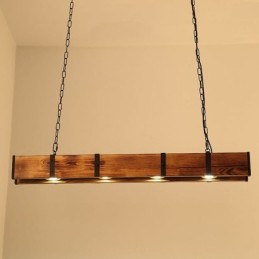 Lámpara colgante de estilo industrial rectangular de madera para techo tipo isla