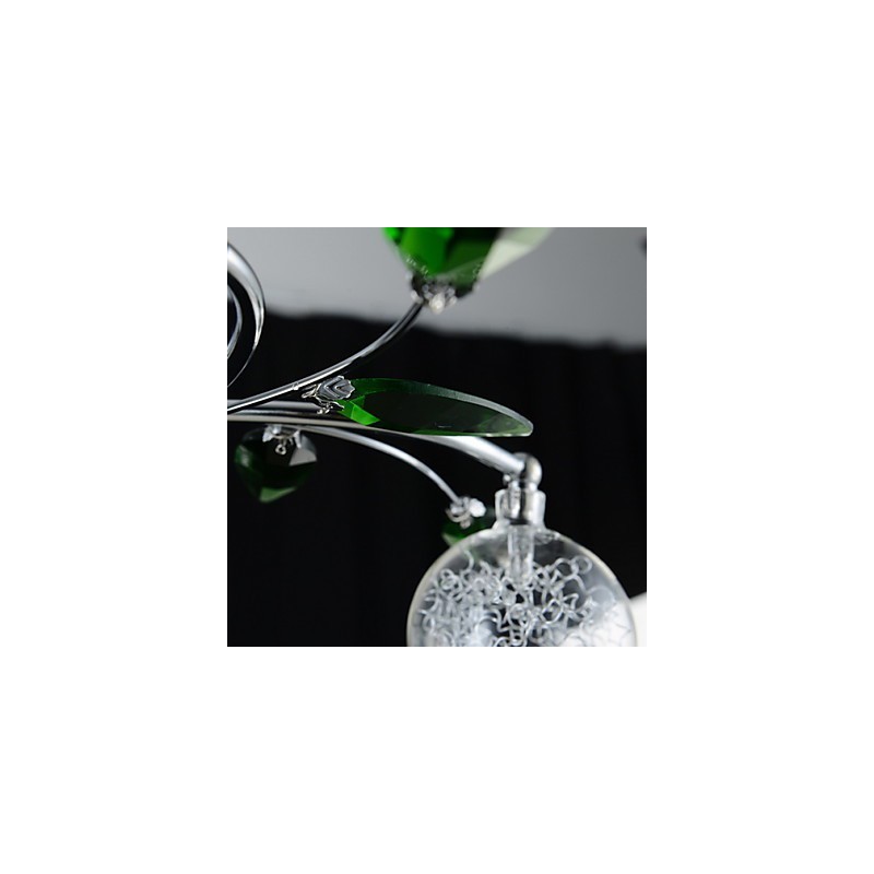 Lámpara de araña de 6 luces estilo campestre de aluminio y vidrio cromado