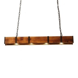Lámpara colgante de estilo industrial rectangular de madera para techo tipo isla