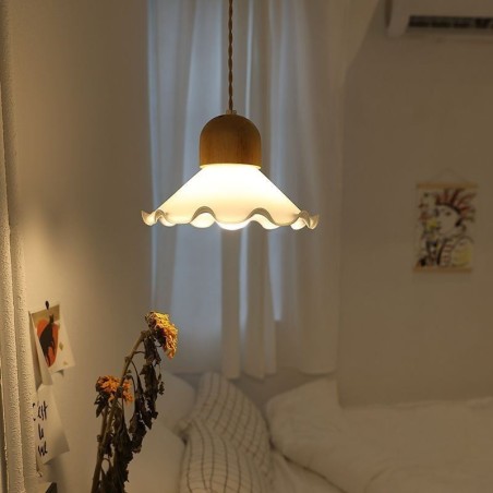 Lámpara colgante moderna de cristal con encaje, lámpara colgante de un solo cabezal Lámpara colgante moderna de cristal con encaje, lámpara colgante de un solo cabezal