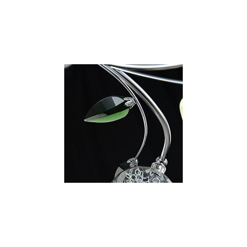 Lámpara de araña de 6 luces estilo campestre de aluminio y vidrio cromado