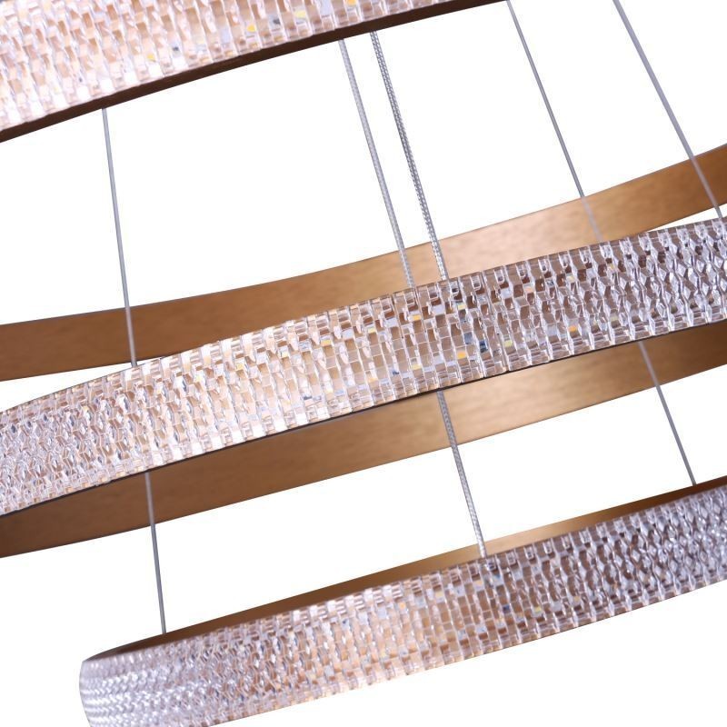 Lámpara colgante moderna de acrílico con 3 anillos, 80 + 60 + 40 cm