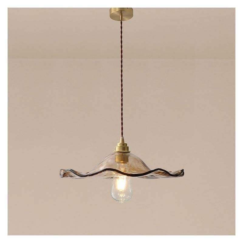 Lámpara colgante de vidrio con forma de hoja de loto, accesorio decorativo creativo