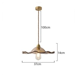 Lámpara colgante de vidrio con forma de hoja de loto, accesorio decorativo creativo