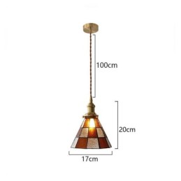 Lámpara colgante de cristal con celosía retro, estilo japonés