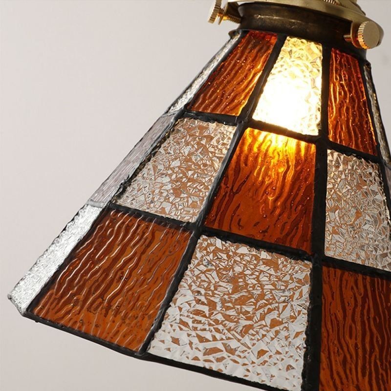 Lámpara colgante de cristal con celosía retro, estilo japonés