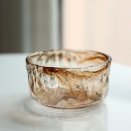 Lámpara colgante de cristal única en miniatura, estilo japonés, color ámbar, iluminación decorativa.