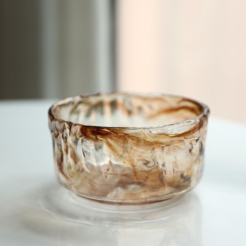Lámpara colgante de cristal única en miniatura, estilo japonés, color ámbar, iluminación decorativa.
