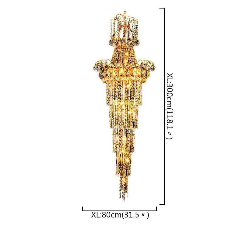 Lámpara de araña de cristal colgante larga europea