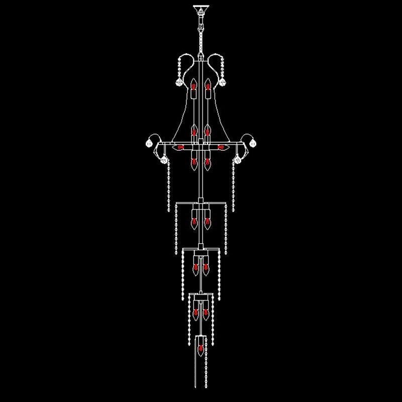 Lámpara de araña de cristal colgante larga europea