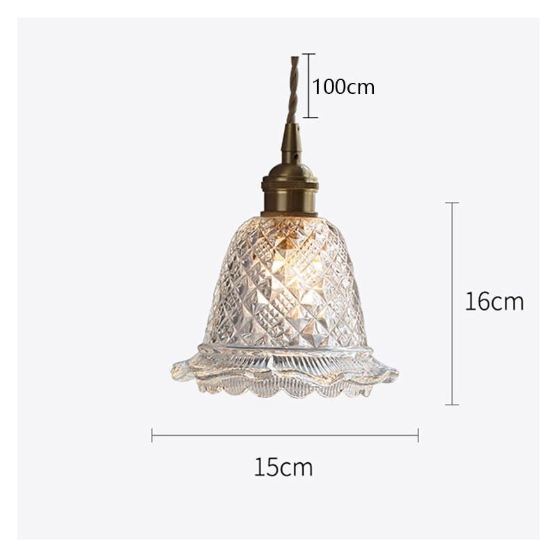 Lámpara colgante de cristal con diseño de flores, moderna, de 1 luz, decorativa.